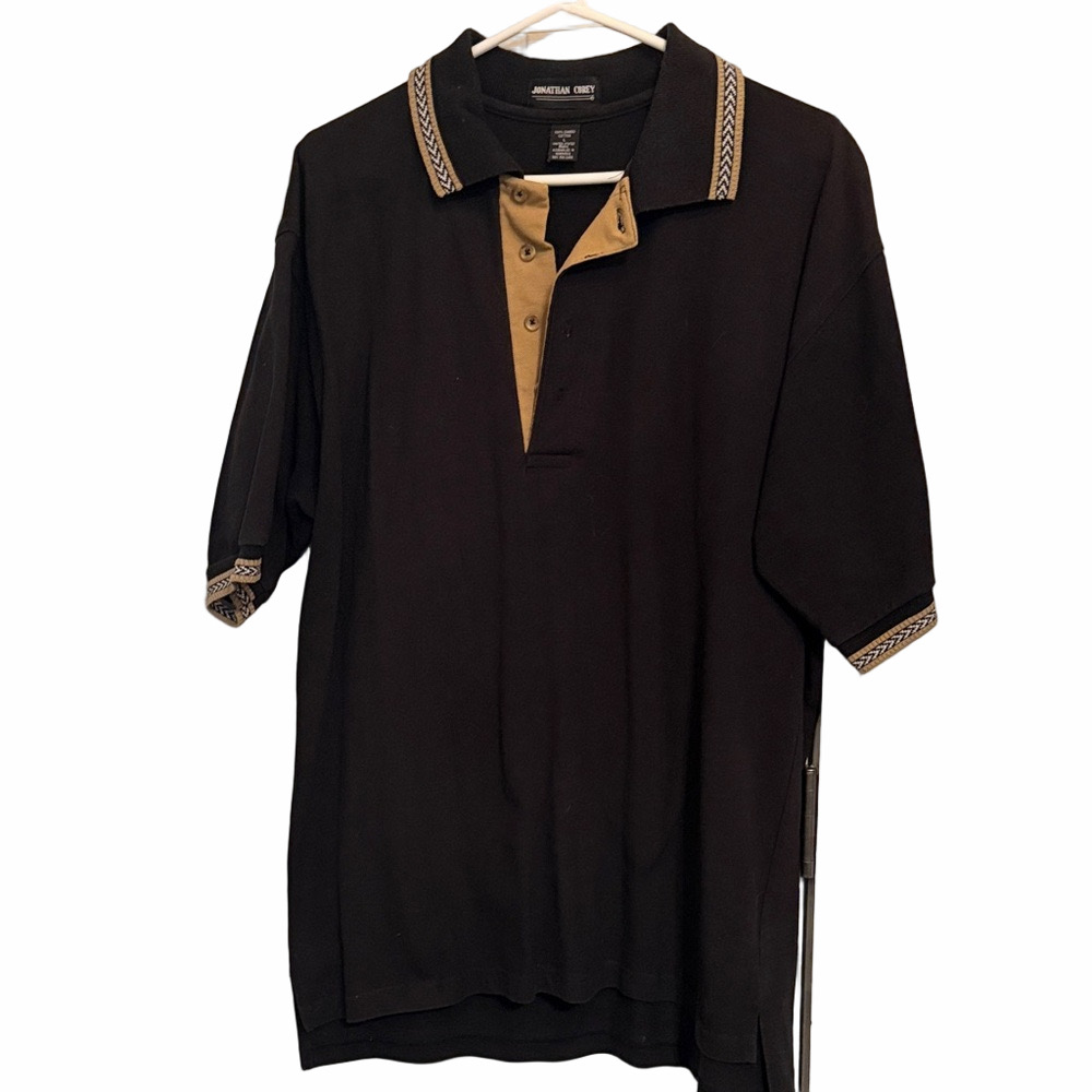 Jonathan Corey Men's Vintage Large Black Short Sleeve Polo Shirt